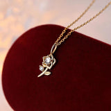 925 Silver Zircon Rose Choker Necklace Women Jewelry