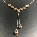 Purple 14K Rose Chain Flower Tassel Necklace Pendant Wedding Jewelry Accessories