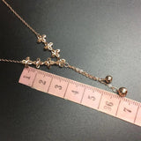 Purple 14K Rose Chain Flower Tassel Necklace Pendant Wedding Jewelry Accessories