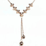 Purple 14K Rose Chain Flower Tassel Necklace Pendant Wedding Jewelry Accessories