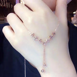 Purple 14K Rose Chain Flower Tassel Necklace Pendant Wedding Jewelry Accessories