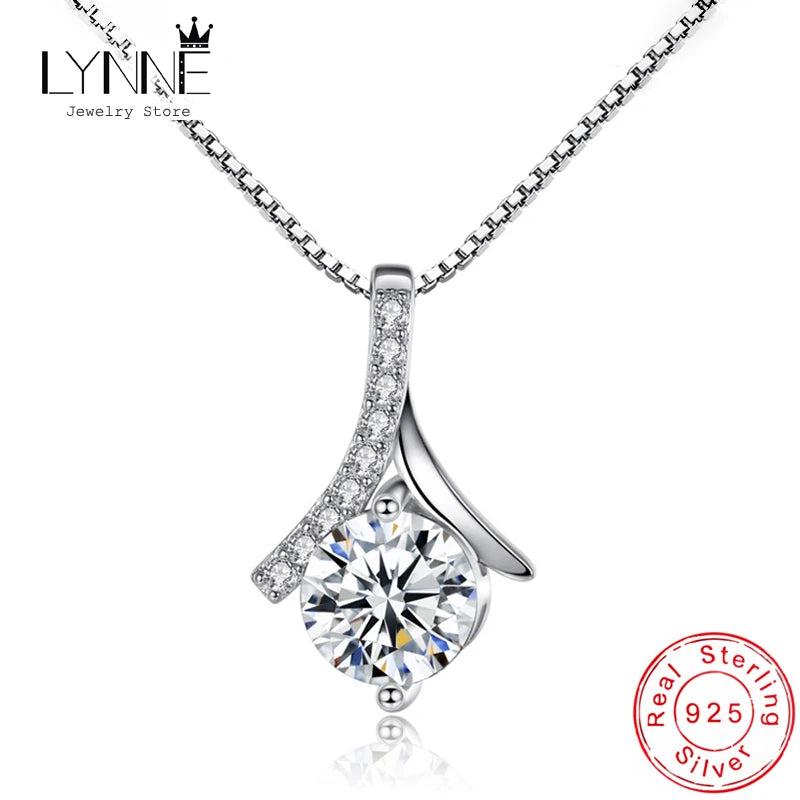 Zircon Pendant Necklace 925 Sterling Silver Musical Note Charm Neckalces