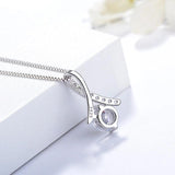 Zircon Pendant Necklace 925 Sterling Silver Musical Note Charm Neckalces