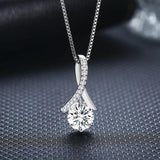 Zircon Pendant Necklace 925 Sterling Silver Musical Note Charm Neckalces