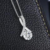 Zircon Pendant Necklace 925 Sterling Silver Musical Note Charm Neckalces