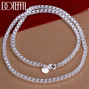 925 Silver 5mm Box Necklace Chain Wedding Party Jewelry