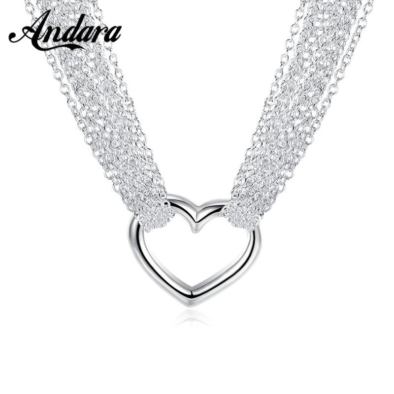925 Silver Necklace Flow Comb Love O-shaped Chain for Women Jewelry