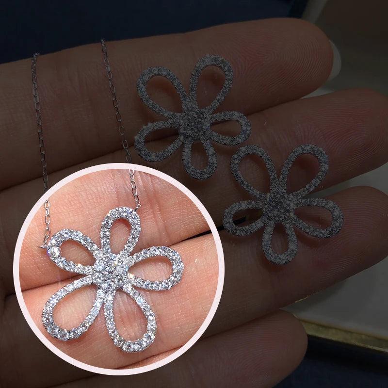 Women's Zircon Flower Jewelry Set for Wedding