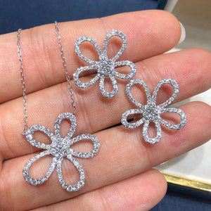 Women's Zircon Flower Jewelry Set for Wedding