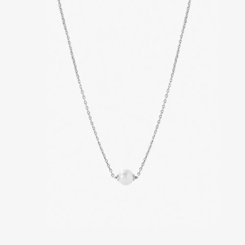 925 Silver Collar Plated Pearl Chain Necklace Women Fine Jewelry Wedding
