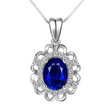 925 Silver Necklace with Oval Ruby Zircon Pendant for Wedding Party