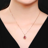 925 Silver Necklace with Oval Ruby Zircon Pendant for Wedding Party