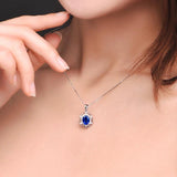 925 Silver Necklace with Oval Ruby Zircon Pendant for Wedding Party