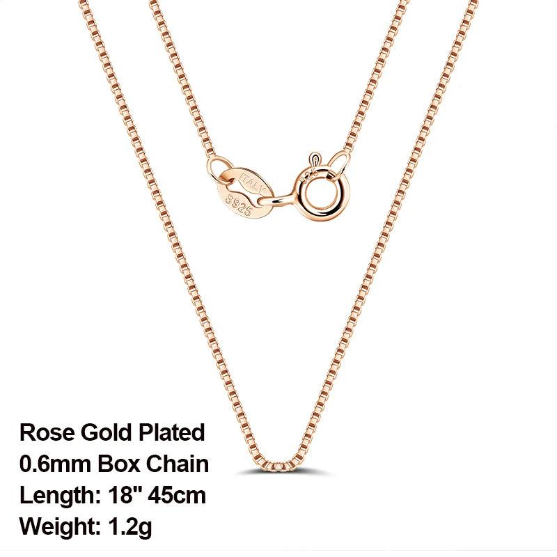 Real 925 Sterling Silver 1.5mm Box Chain Necklace for Women Men