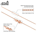 Real 925 Sterling Silver 1.5mm Box Chain Necklace for Women Men
