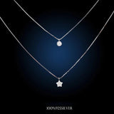 925 Silver Star Double Deck Necklaces & Pendants - Women Lady Gift