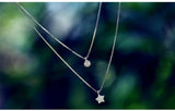 925 Silver Star Double Deck Necklaces & Pendants - Women Lady Gift