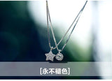 925 Silver Star Double Deck Necklaces & Pendants - Women Lady Gift