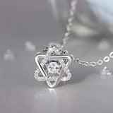 925 Silver Hexagon Star Zircon Pendant Necklace CZ Charm Women Jewelry