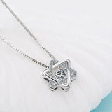 925 Silver Hexagon Star Zircon Pendant Necklace CZ Charm Women Jewelry