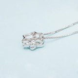 925 Silver Hexagon Star Zircon Pendant Necklace CZ Charm Women Jewelry