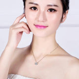 925 Silver Hexagon Star Zircon Pendant Necklace CZ Charm Women Jewelry