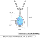 Sterling Silver Opal Water Drop Necklace Geometric Pendant