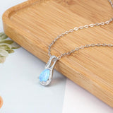 Sterling Silver Opal Water Drop Necklace Geometric Pendant