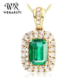 Square Emerald Gemstone Necklace 925 Sterling Silver Wedding Pendant