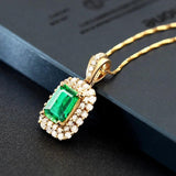 Square Emerald Gemstone Necklace 925 Sterling Silver Wedding Pendant