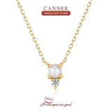 Pearl Crystal 925 Silver Necklace Initial Pendant Long Chain Wedding Jewelry