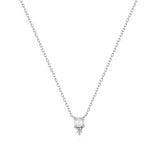 Pearl Crystal 925 Silver Necklace Initial Pendant Long Chain Wedding Jewelry