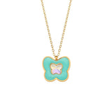 Y2K Flower Butterfly Pendant Necklace Stainless Steel Jewelry
