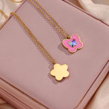 Y2K Flower Butterfly Pendant Necklace Stainless Steel Jewelry