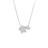TrustDavis 925 Silver Necklace Sweet Star Heart CZ Pendant Necklace