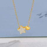 TrustDavis 925 Silver Necklace Sweet Star Heart CZ Pendant Necklace