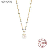 925 Silver Pearl Pendant Necklace 14k Plated Chain