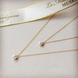 925 Silver Pearl Pendant Necklace 14k Plated Chain