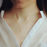 925 Silver Pearl Pendant Necklace 14k Plated Chain