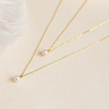 925 Silver Pearl Pendant Necklace 14k Plated Chain