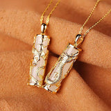 Silver Dragon & Phoenix Pendant Necklace with Chalcedony