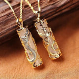 Silver Dragon & Phoenix Pendant Necklace with Chalcedony