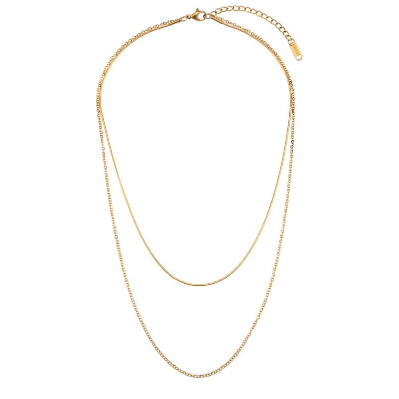 Double Layer Snake Chain Stitching Ins Necklace