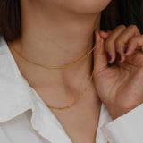Double Layer Snake Chain Stitching Ins Necklace