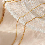 Double Layer Snake Chain Stitching Ins Necklace