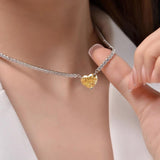 Heart CZ Pendant Necklace Tennis Chain for Women