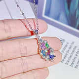 Crystal Stone Pendant Necklace Multicolor Zirconia Clavicle Chain