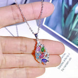 Crystal Stone Pendant Necklace Multicolor Zirconia Clavicle Chain