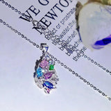 Crystal Stone Pendant Necklace Multicolor Zirconia Clavicle Chain