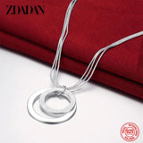 925 Silver Frosted Round Necklace For Women Wedding Gift